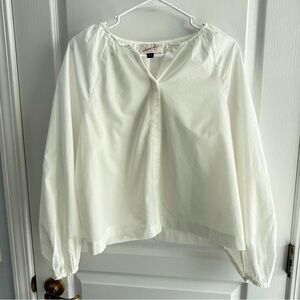 NWOT Universal Thread Top Blouse Balloon Long Sleeve Roundneck White Size S